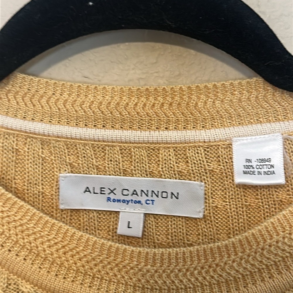 Alex Cannon Yellow Cable‎ Knit Cotton Sweater Size Large - Picture 3 of 6